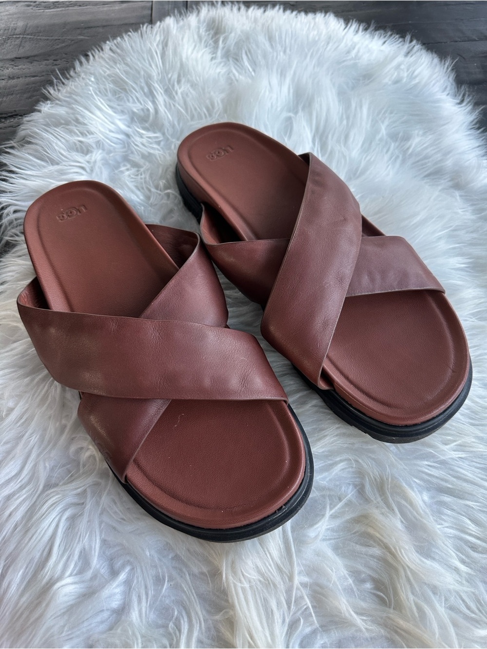 UGG Men’s Capitola Vegan Leather Cross Slide Sandals